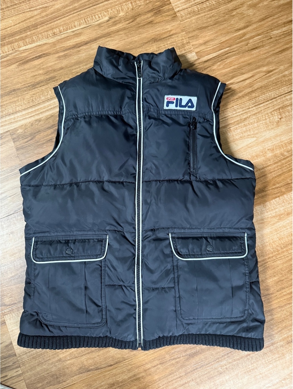 Fila Sport Vintage Black Puffer Vest Women’s Size M